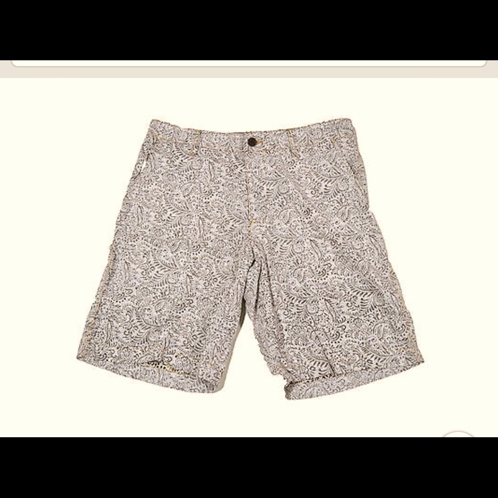 Tasso Elba Shorts Flat Front Cotton Linen Paisley